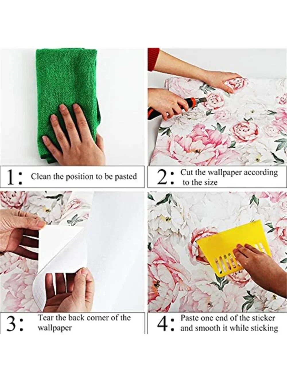 Pink Floral Peel and Stick Wallpaper Self Adhesive Removable Contact Paper Vinyl